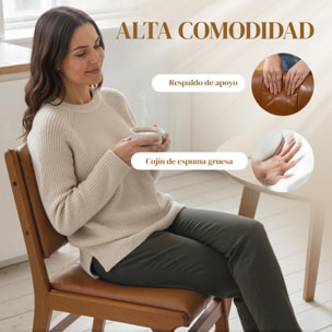 Pack de 2 Sillas de Comedor, Sillas de Cocinas Modernas, Tapizadas en PU, Asiento Acolchado, Patas de Madera, para Salón, Marrón