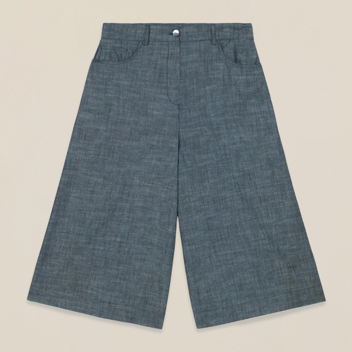 Oltre - Bermudas de mezcla de lino efecto denim - Azul