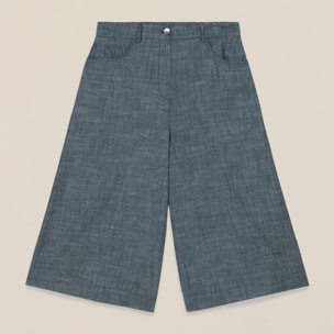 Oltre - Bermudas de mezcla de lino efecto denim - Azul