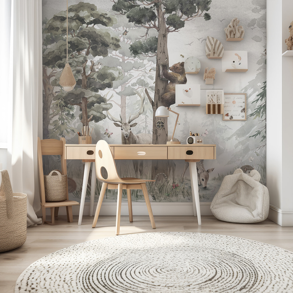 Papier peint panoramique L'ours et l' arbre mystérieux  Intissé