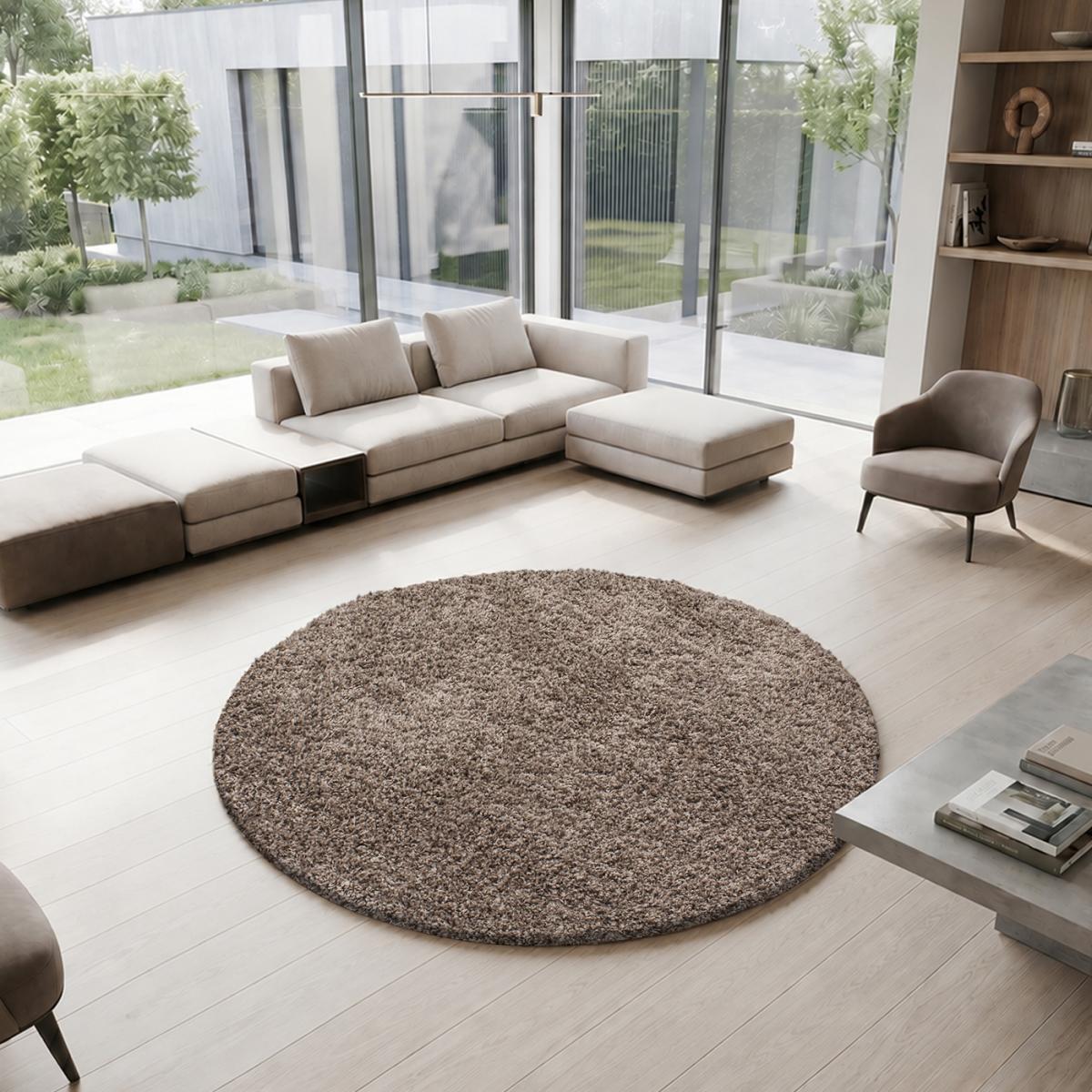 Tapis poils longs shaggy tissé motif uni ZASIVE