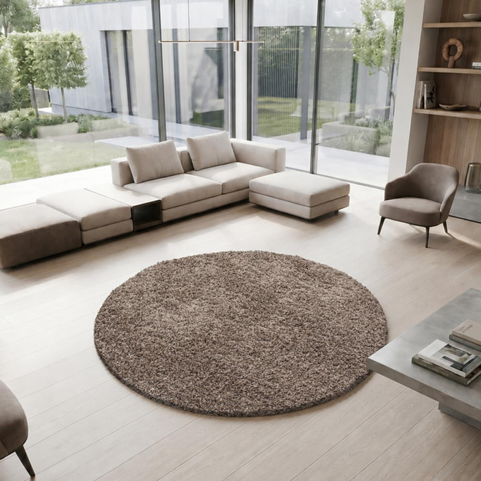 Tapis poils longs shaggy tissé motif uni ZASIVE