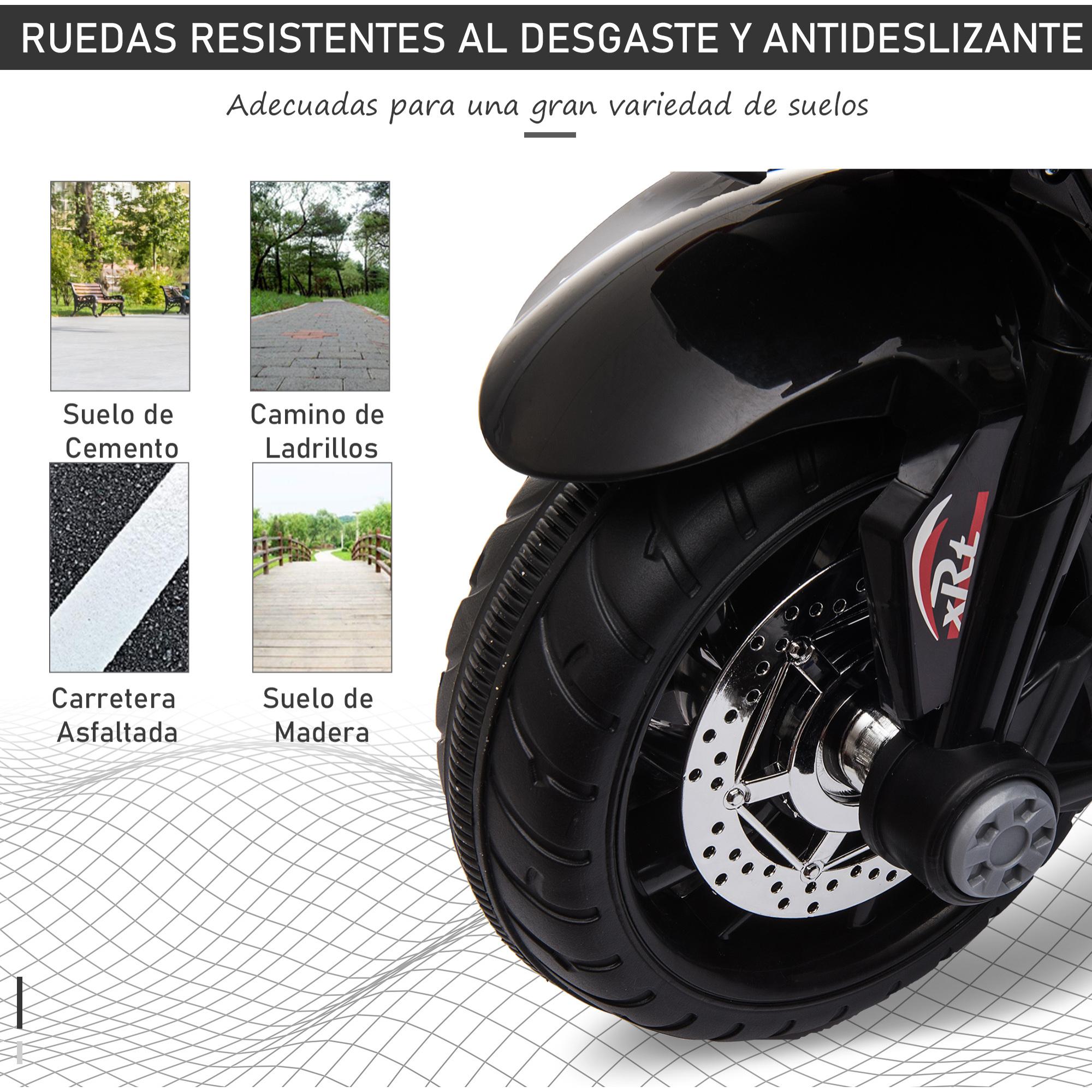 Moto Eléctrica Infantil +3 Años con Batería 6V Música Bocina Faros Negro Rojo