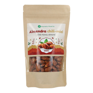 PLANETA HUERTO | Almendras con Chili y Miel 250g – Almendras Snack Saludable y Crujiente con Sabor Picante y Dulce, Fuente de Proteínas, Fibra y Antioxidantes Naturales