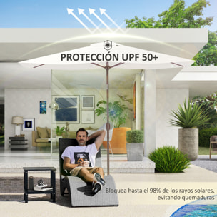 Toldo de Recambio de Sombrilla de 3x2 m Toldo de Repuesto para Sombrilla de Patio con Ventilación Superior Protección UV 50+ Cubierta de Repuesto para Parasol para Exteriores Beige