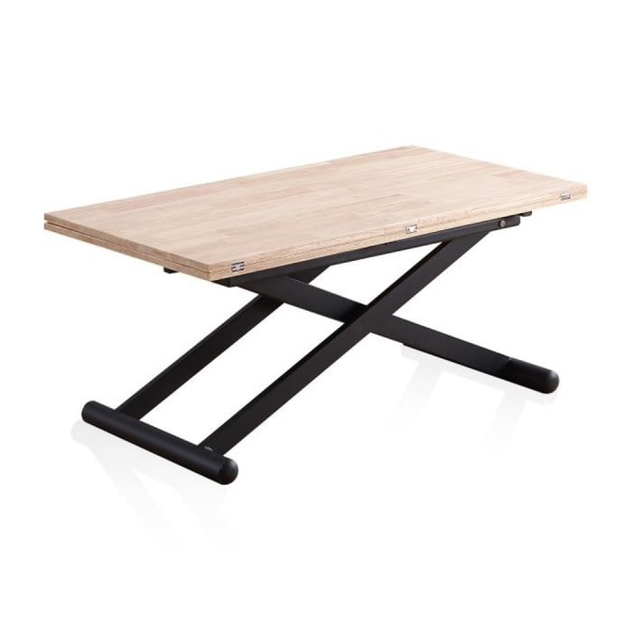 Mesa de centro elevable extensible Katia Negro - Roble