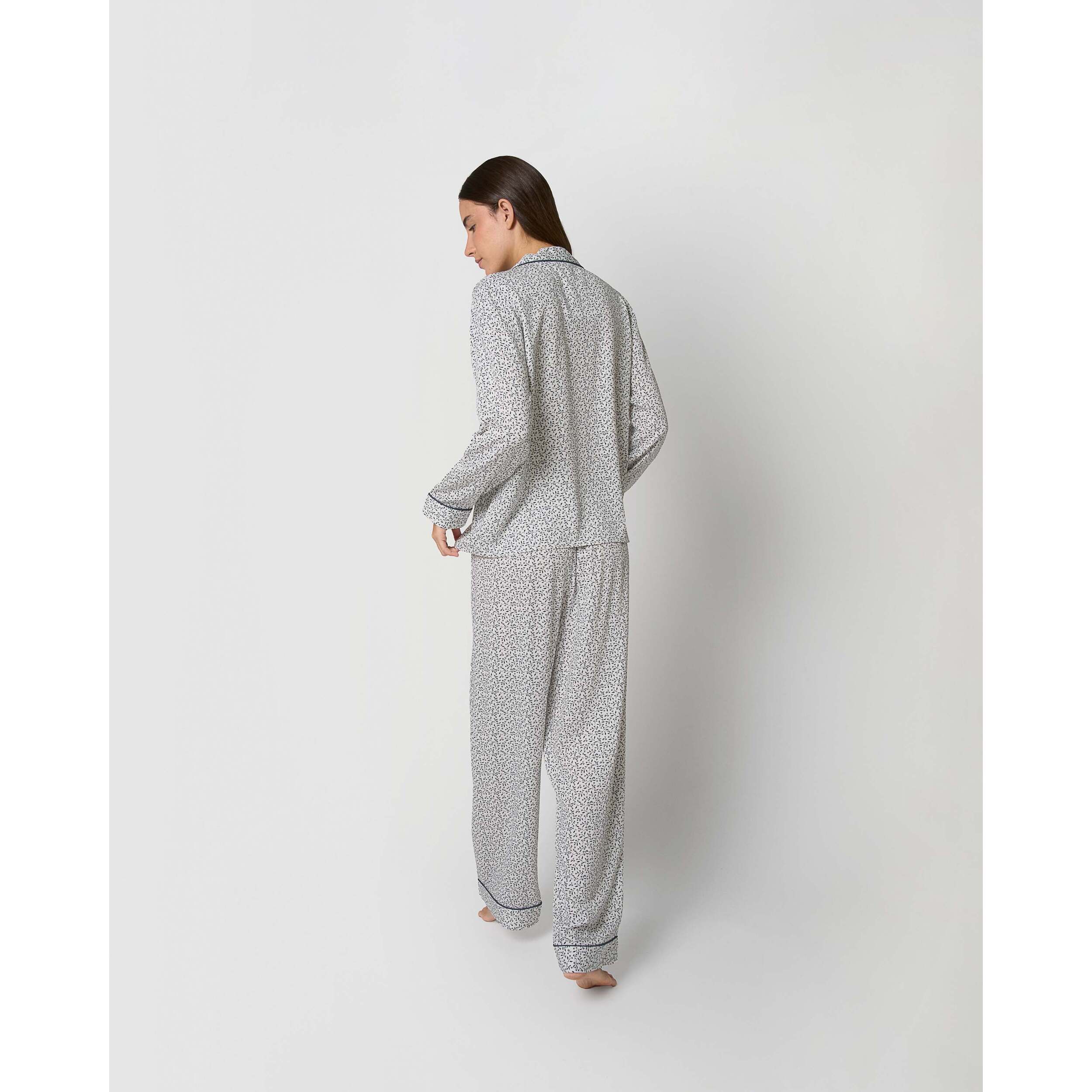 Pijama largo camisero viscosa canale azul verdoso