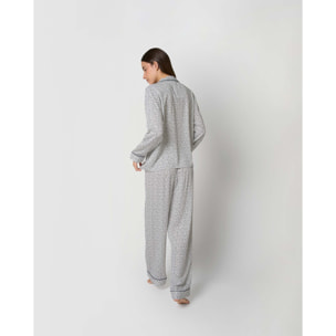 Pijama largo camisero viscosa canale azul verdoso