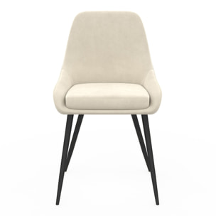 Chaises Olivia velours mix couleurs (crème, gris, terracotta) pieds métal - lot de 6