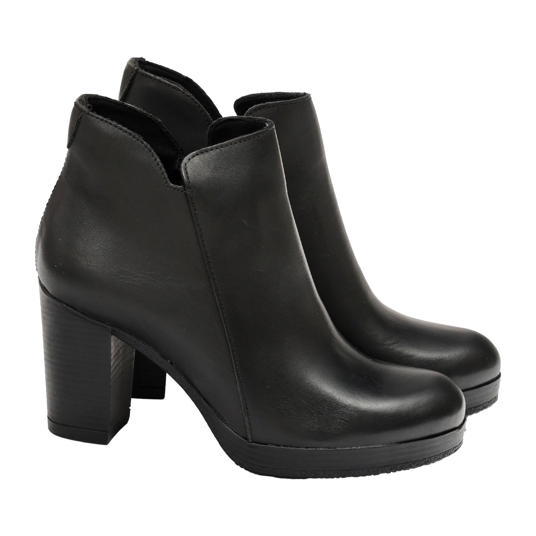 Tronchetto in vera pelle con tacco e plateaux