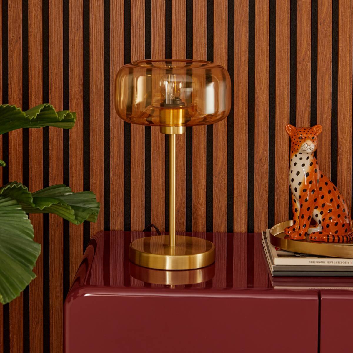 Lampe Ophia champignon H.35cm doré