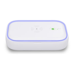 Scatola di sterilizzazione UV con caricabatterie wireless Qi e funzione di aromaterapia.