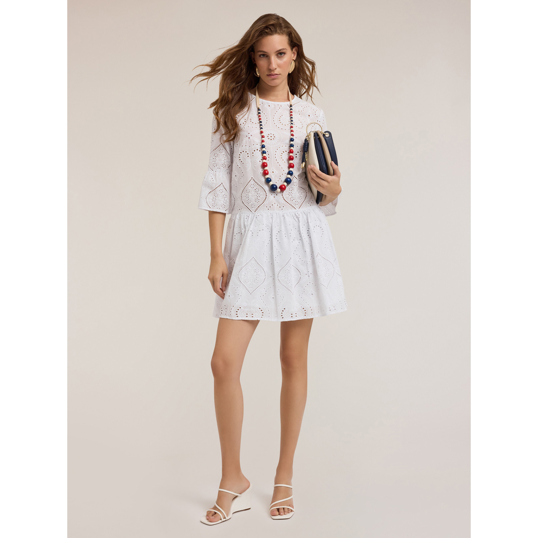 Motivi - Mini dress con balze in sangallo - Bianco