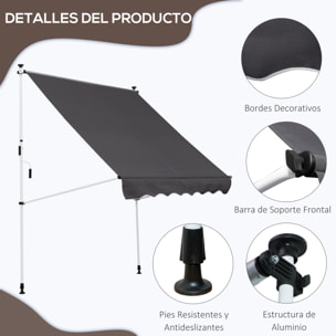 Toldo Balcón Altura Ajustable De Aluminio 2x1.5m Gris