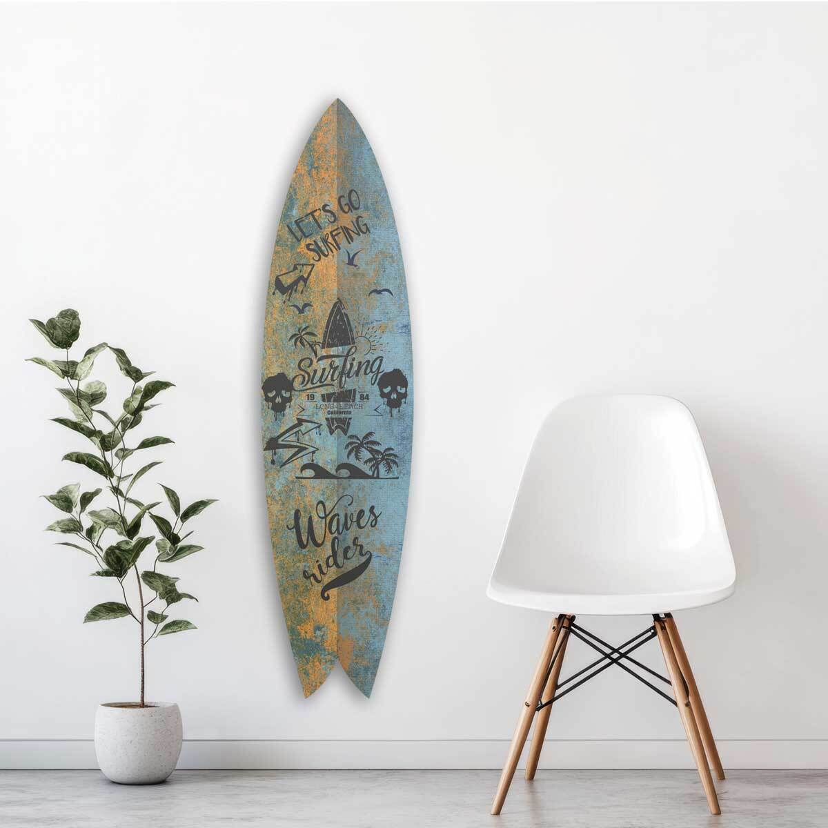 Planche de surf déco Let's go surfing Tableau alu Dibond