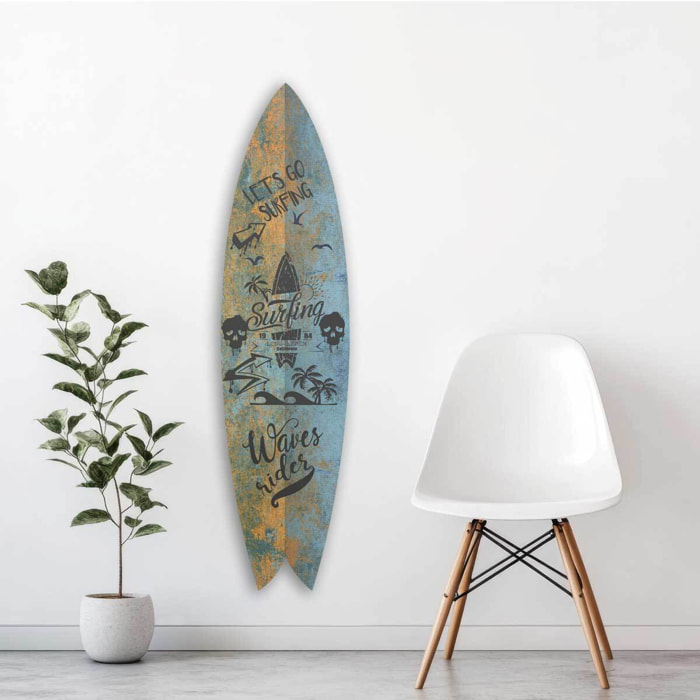 Planche de surf déco Let's go surfing Tableau alu Dibond