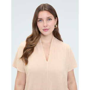 Fiorella Rubino - T-shirt in jersey lurex con maniche a kimono - Marrone