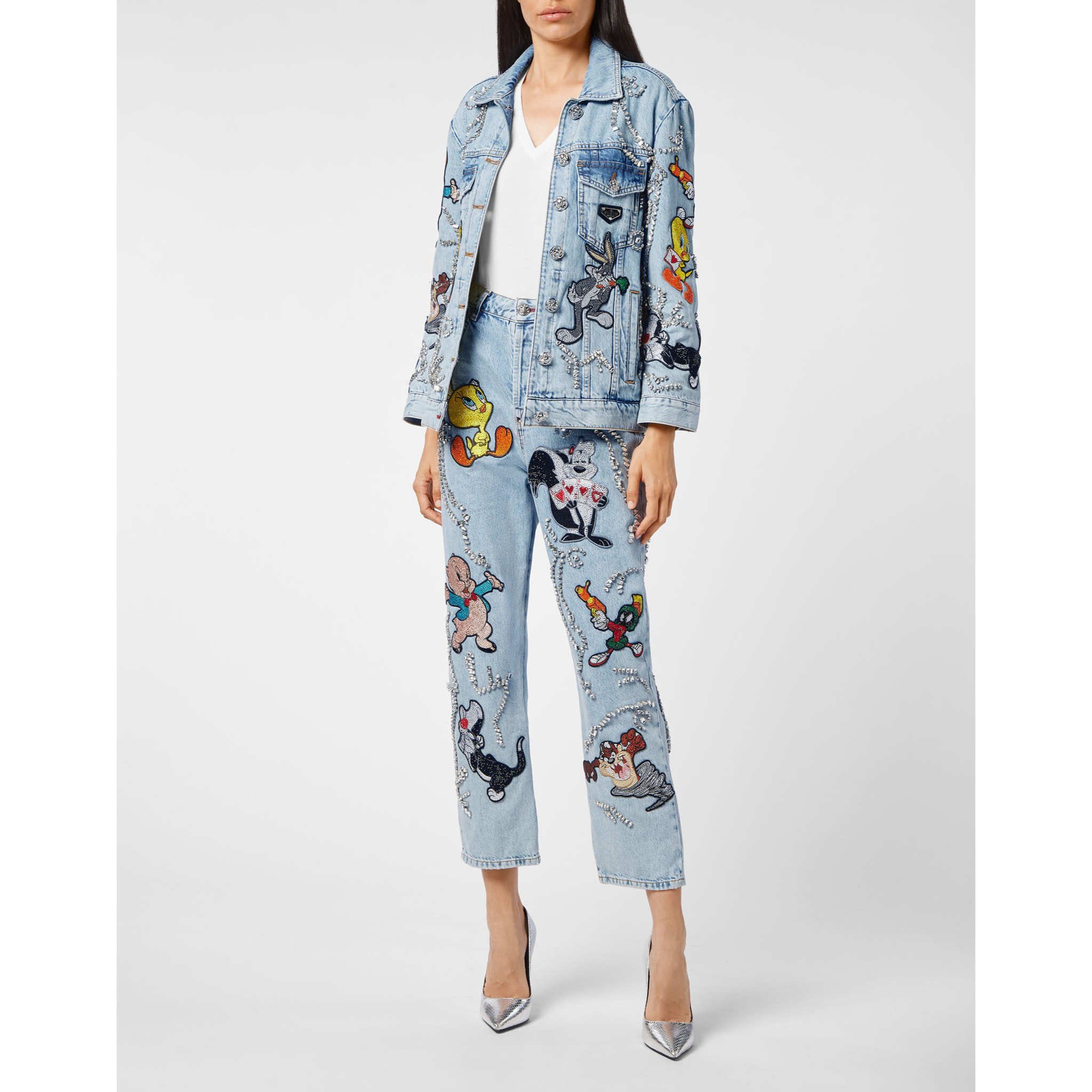PHILIPP PLEIN Denim Jacket Oversize Looney Tunes