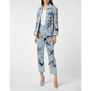 PHILIPP PLEIN Denim Jacket Oversize Looney Tunes