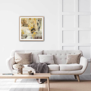 Affiche Lueur couleur crème Affiche + cadre en bois - Chêne