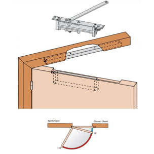 Ferme-porte DC550 Force 2-4 MERONI Bras à coulisse - Argent - DADC55024HSNA