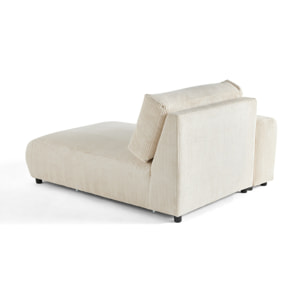 Garance - module d'assise méridienne gauche - en velours côtelé - Beige