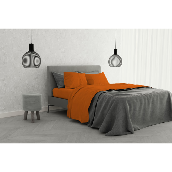 COMPLETO LETTO ELEGANT MADE IN ITALY MICROFIBRA - ARANCIONE MATRIMONIALE