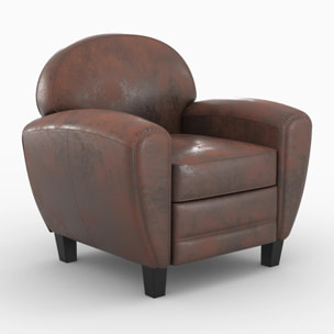 Ensemble canapé et fauteuil marron vieilli 4 places - Club