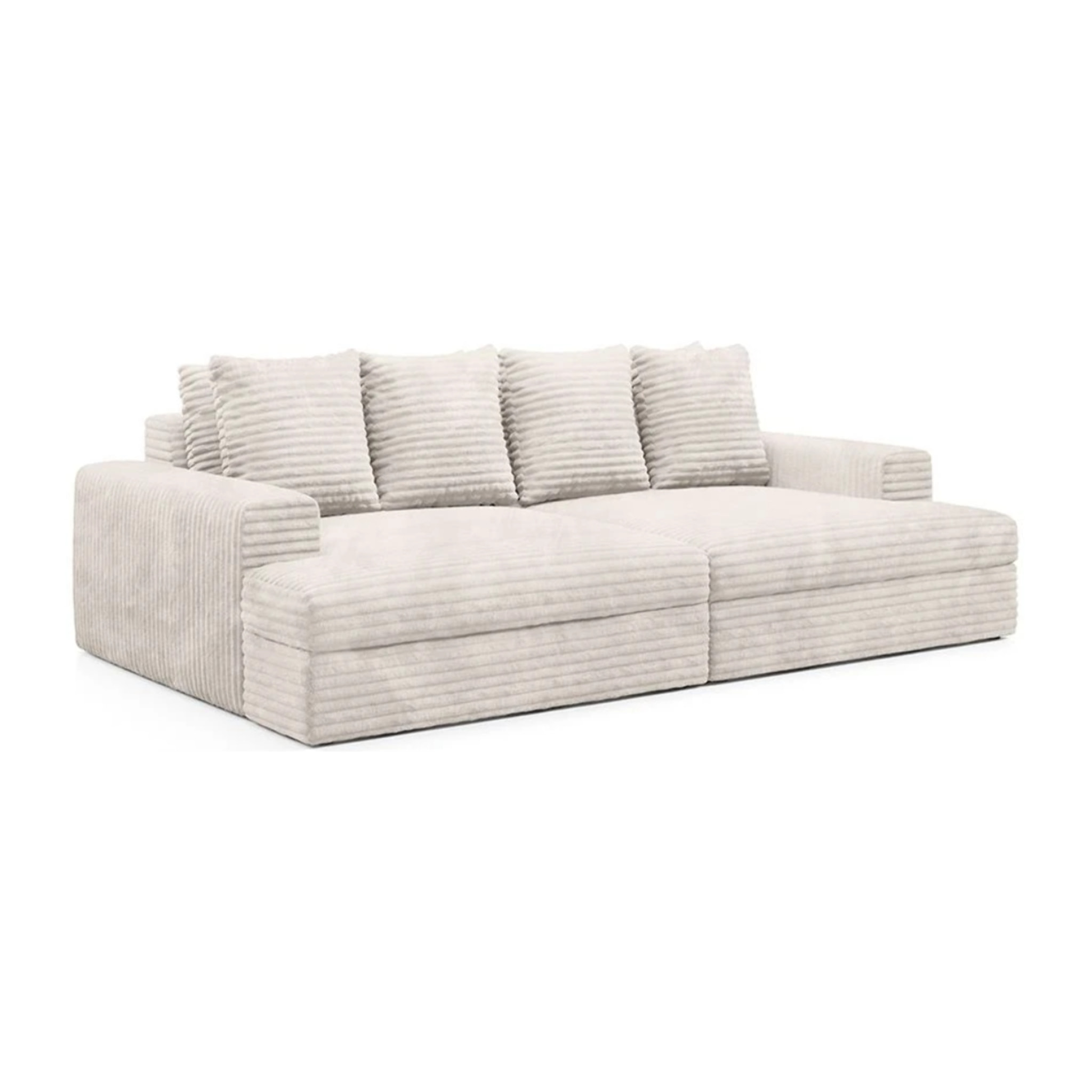 CAMELIA - Canapé 3 places en velours côtelé épais écru