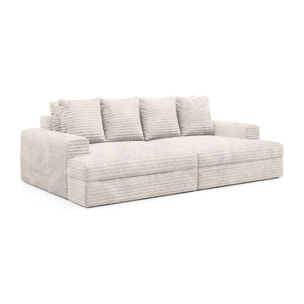 CAMELIA - Canapé 3 places en velours côtelé épais écru