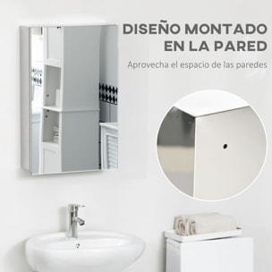 Armario de Baño con Espejo Puerta y 3 Estantes de Almacenamiento 39x12x60 cm