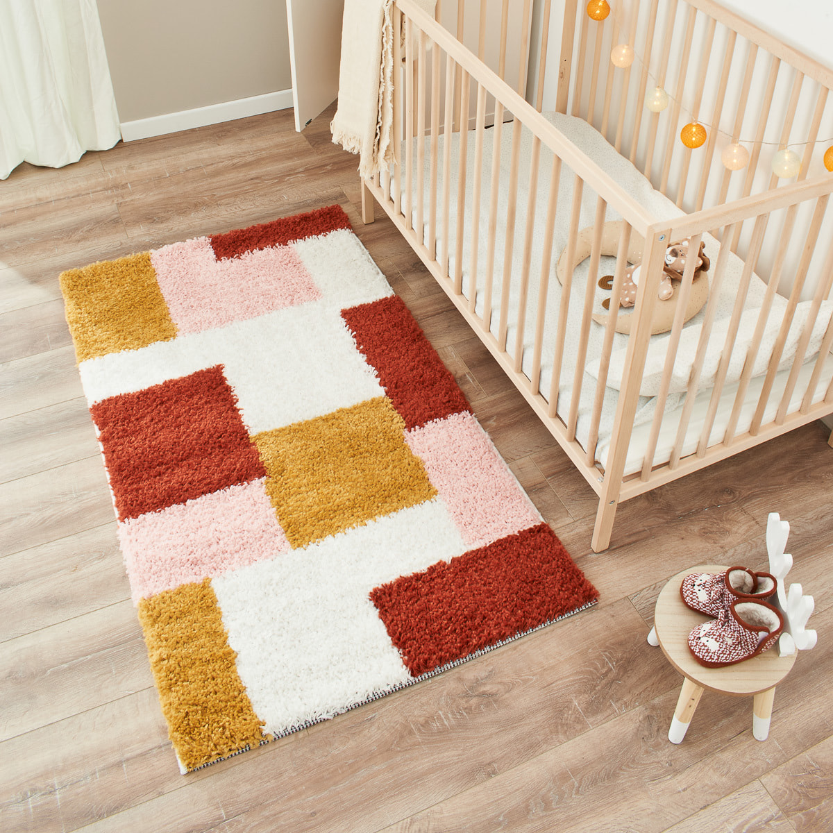 Aquarelle - tapis chambre d'enfant à motif géométrique terra