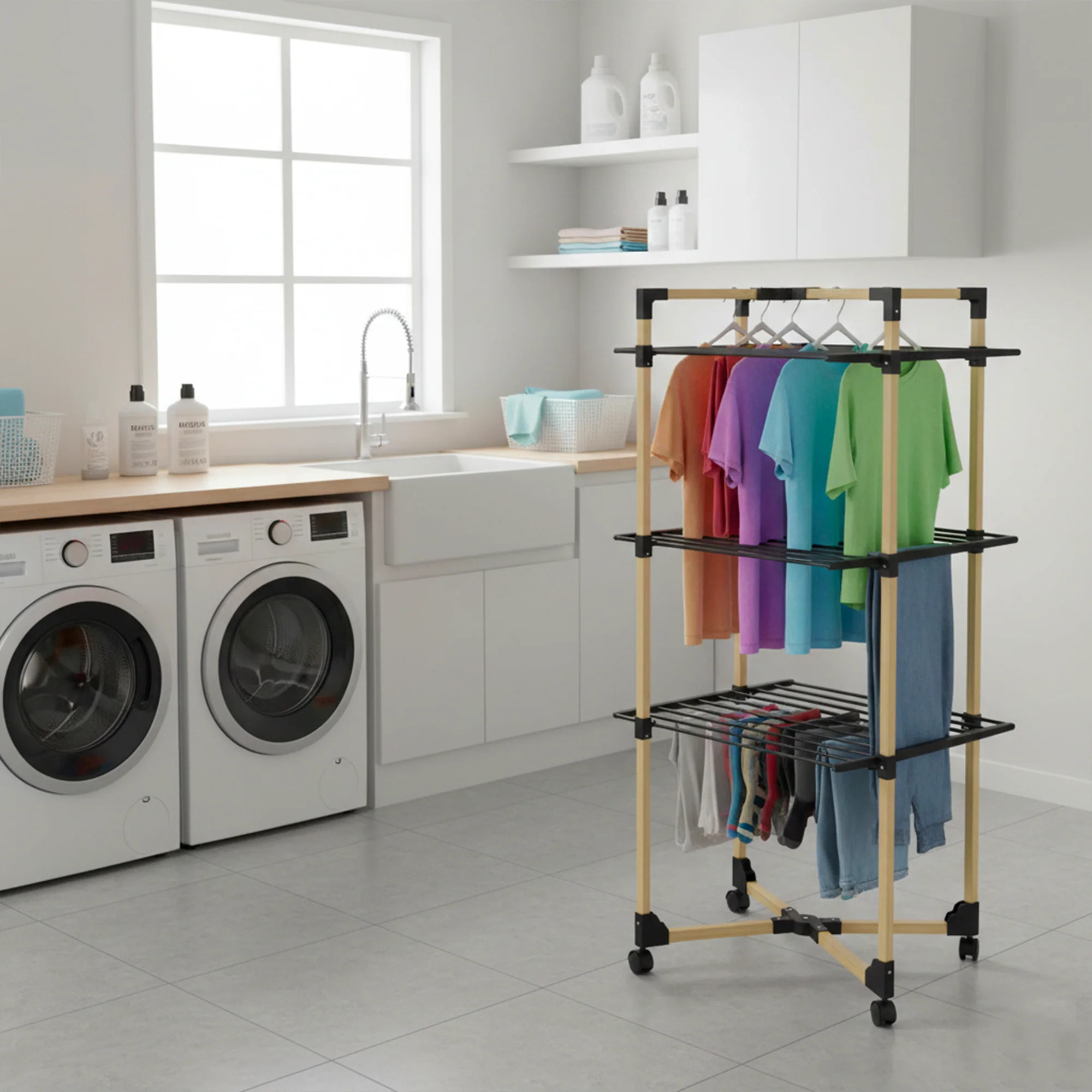 Séchoir à linge tour WILLIS 30M bois 3 niveaux