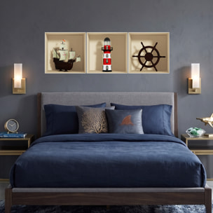 Stickers muraux 3D | Sticker Mural Autocollant effet 3D Décoration maritime - Stickers adhésifs 3D Chambre Salon Trompe l'oeil