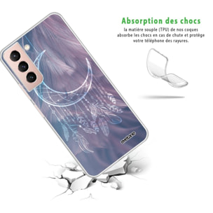 Coque Samsung Galaxy S21 Plus 5G 360 intégrale transparente Lune Attrape Rêve Tendance Evetane.