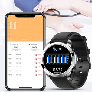 Smartwatch M28 con termómetro corporal, monitor de O2 en sangre y tensión. Modos deportivos.