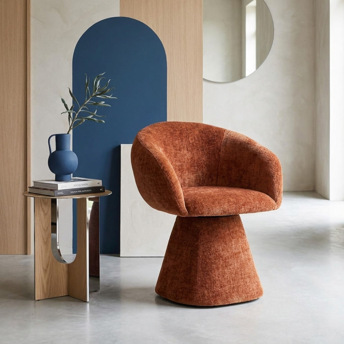Fauteuil pivotant 180° tissu coton ASSIA