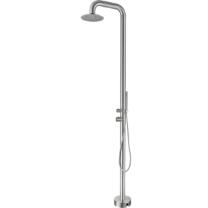 Douche extérieure acier inoxydable 316L, eau chaude/froide, tête de douche orientable 25 cm, douchette à main, brossé (TS1008)