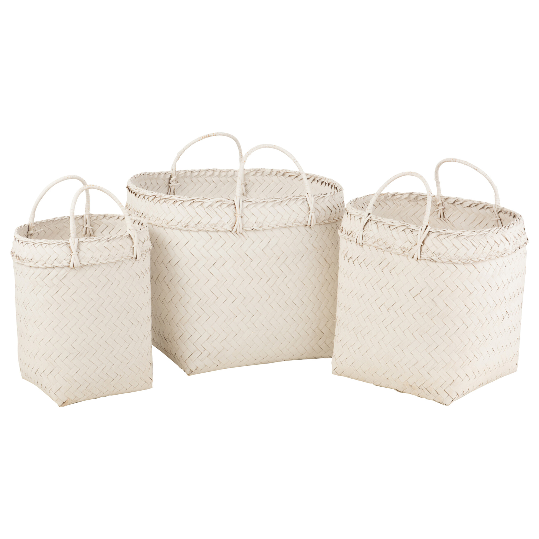 J-Line panier Carre - rotin - blanc - 3 pcs