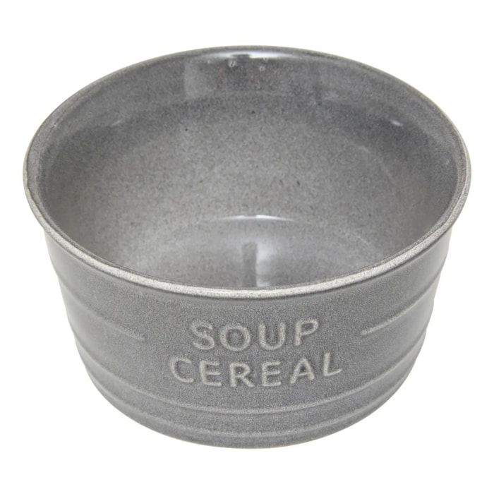 Bol inscription Soup Cereal bleu gris 50cl