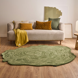 PANTONE - Tapis en laine fait main CEDRE BLANC à motif vert