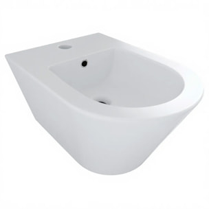 Coppia Sanitari Sospesi Vaso WC Rimless Con Tornado Flush E Bidet Sospeso Moderno Tondo In Ceramica Con Copriwater Chiusura Soft Close Bianco Opaco