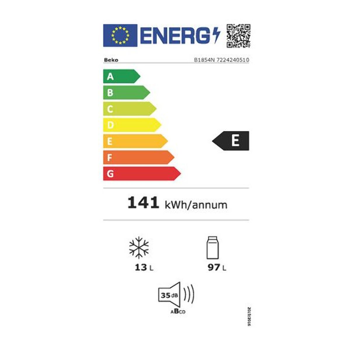 Réfrigérateur top encastrable BEKO B1854N 86cm