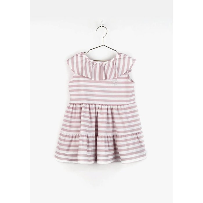 Vestido de Niña Volantes Rayas Rosa