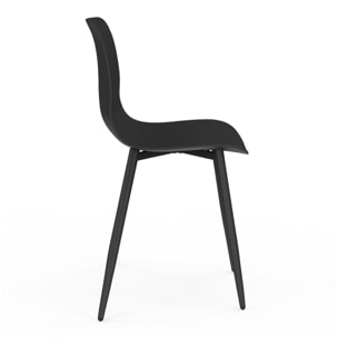 Chaises Nala noires et pieds métal - lot de 6