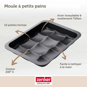 Moule 12 mini pains ou brioches 36 x 27 cm Zenker Black Metallic