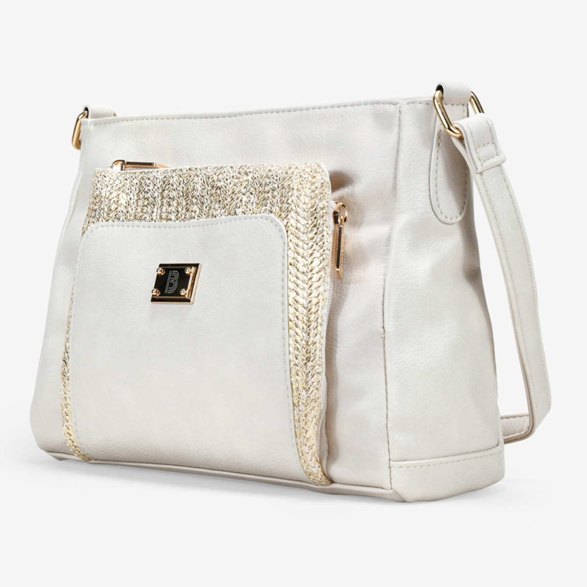 Bolso bandolera beige con cremallera