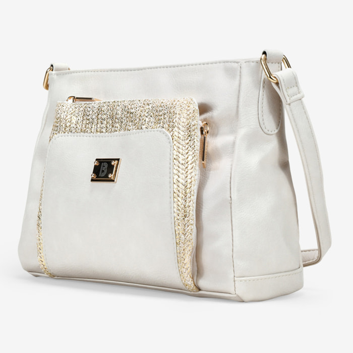 Bolso bandolera beige con cremallera