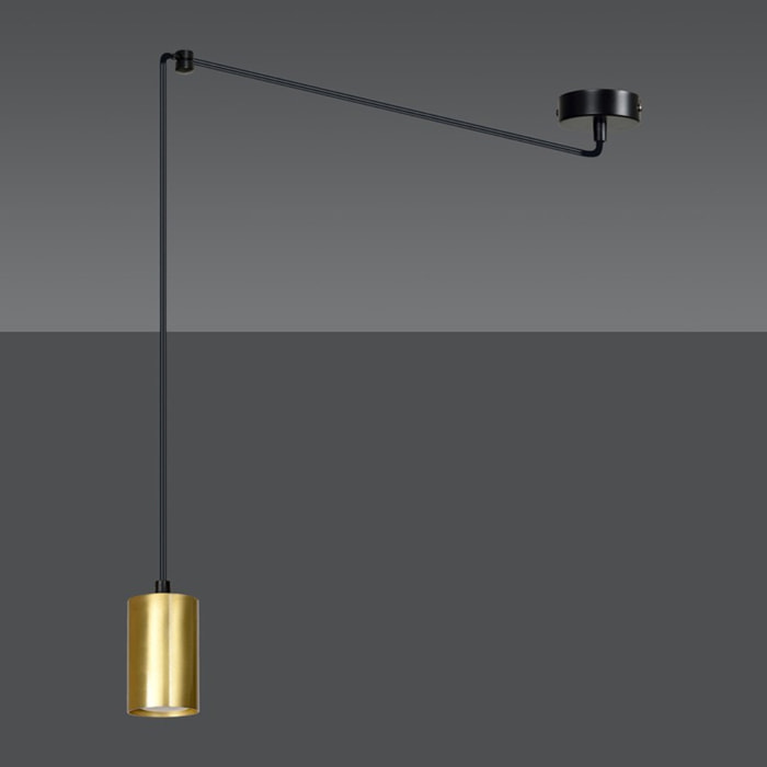 Lampada a sospensione TRAKER in acciaio nero e oro