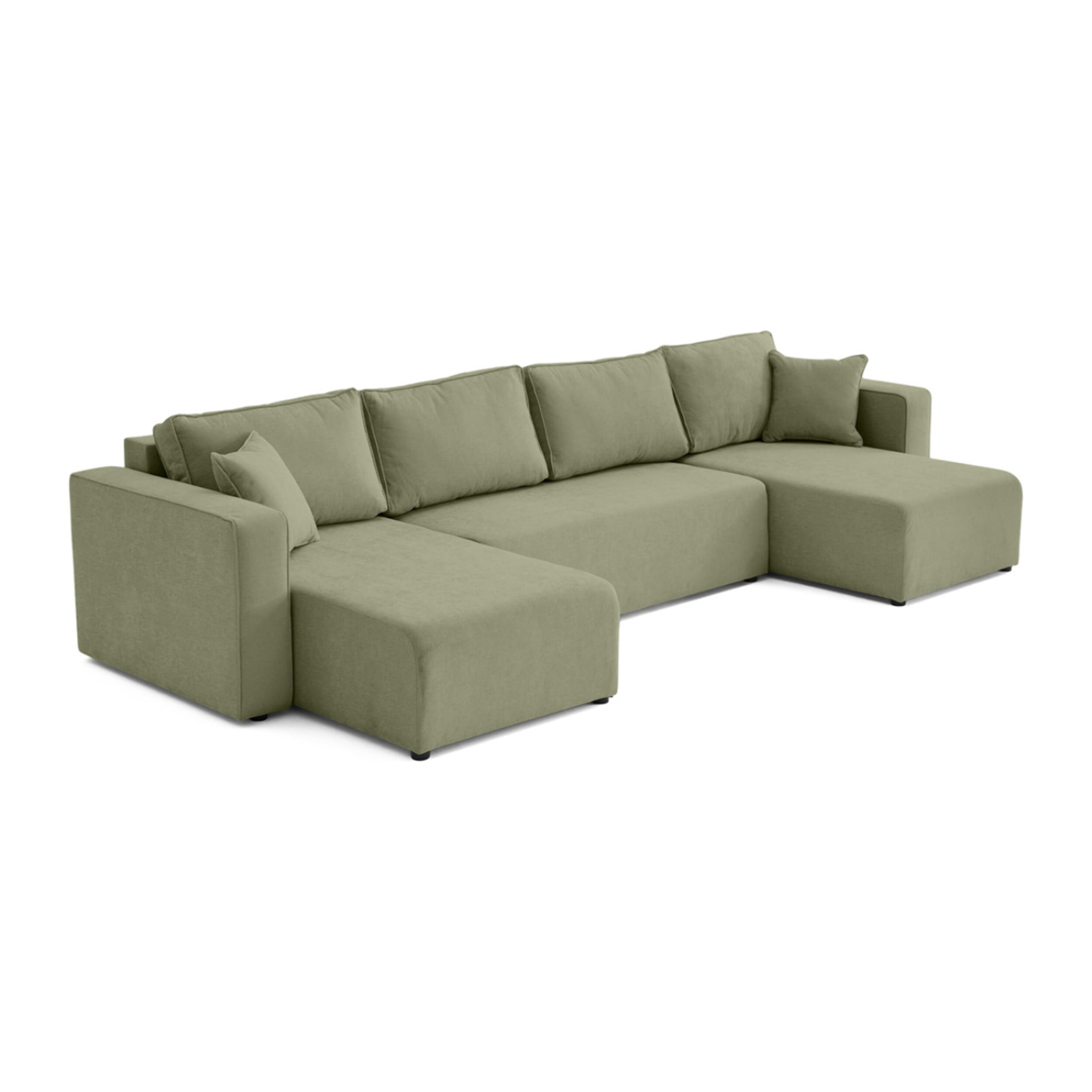 Topaze - canapé panoramique - 7 places - convertible avec coffre - en tissu - Vert